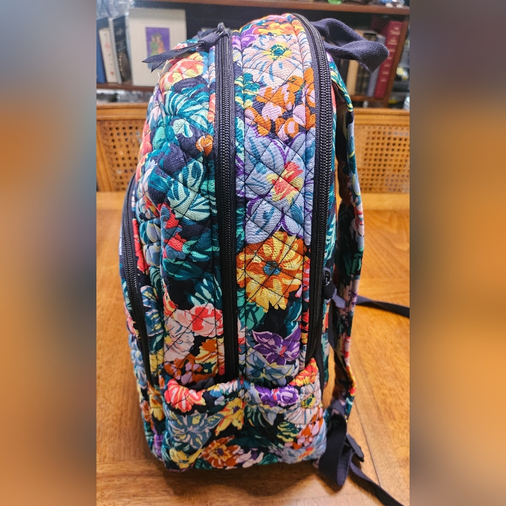 Vera Bradley Campus Backpack Happy Blooms Cotton NWT - Picture 7 of 7